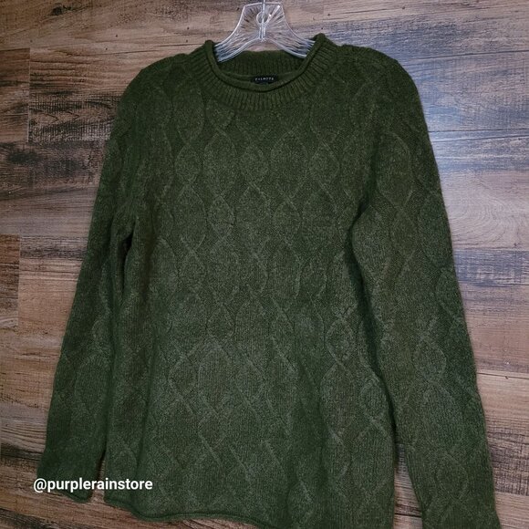 Talbots Cable Knit Sweater S Rollneck Olive Wool Alpaca Super Soft Stretch - Picture 2 of 11